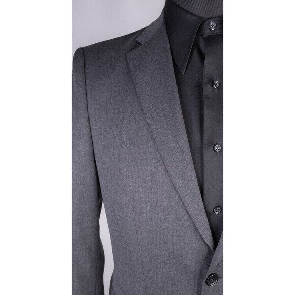 Zara Bazer Mens Sz 36 Solid Gray 2 Button Sport Coat Jacket Blazer Wool Blend - Picture 5 of 14